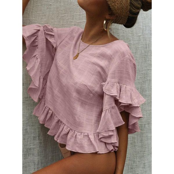 women's t-shirt 2021 summer women fashion ruffles round neck tshirts loose womens casual butterfly sleeve t shirt tee shirts, White
women's t-shirt 2021 summer women fashion ruffles round neck tshirts loose womens casual butterfly sleeve t shirt tee shirts, White