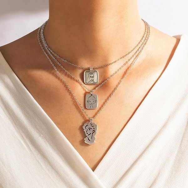 chains funny portrait pendant necklace for women geometry alloy silver color multi-layer collar girls jewelry gift 20216
chains funny portrait pendant necklace for women geometry alloy silver color multi-layer collar girls jewelry gift 20216