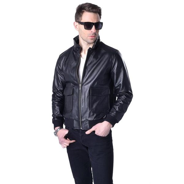 men's leather & faux classic flight jacket men 100% real cowhide genuine jackets man skin clothing bomber coat autumn m055, Black
men's leather & faux classic flight jacket men 100% real cowhide genuine jackets man skin clothing bomber coat autumn m055, Black