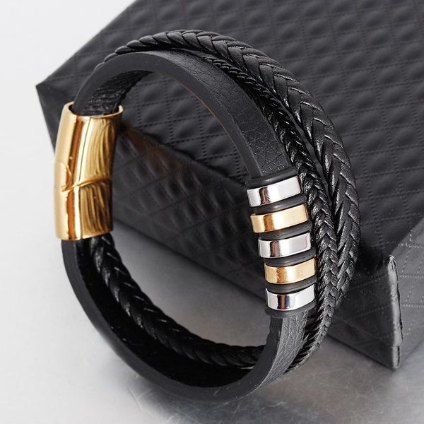 charm bracelets tangyin genuine leather bracelet fashion men woven gold silver black color stainless steel father's day gift, Golden;silver
charm bracelets tangyin genuine leather bracelet fashion men woven gold silver black color stainless steel father's day gift, Golden;silver
