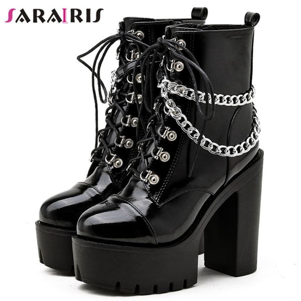 boots sarairis female balck platform zipper cross tied ankle women chain quality cool fashion shoes woman, Black
boots sarairis female balck platform zipper cross tied ankle women chain quality cool fashion shoes woman, Black
