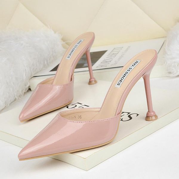 women sandals summer pointed toe high heels 9.5 cm slippers shallow platform slides zapatillas mujer, Black
women sandals summer pointed toe high heels 9.5 cm slippers shallow platform slides zapatillas mujer, Black