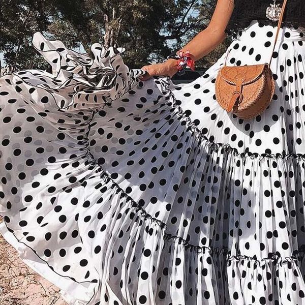 plus size women skirt polka dot skirts maxi high waist summer long pleated beach jupe femme, Black
plus size women skirt polka dot skirts maxi high waist summer long pleated beach jupe femme, Black