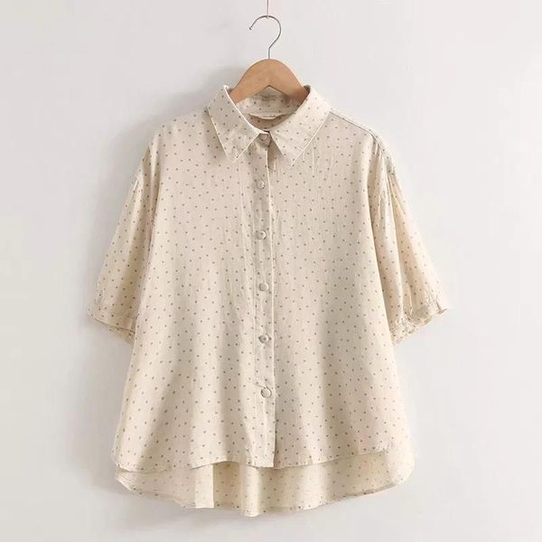 women's blouses & shirts summer cotton linen casual blouse women korean turn-down collar short sleeve polka dot print loose clothing fo, White
women's blouses & shirts summer cotton linen casual blouse women korean turn-down collar short sleeve polka dot print loose clothing fo, White