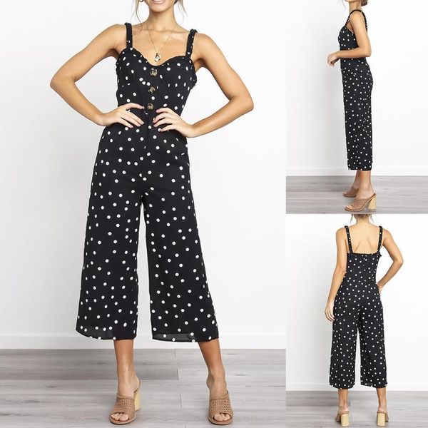 women's jumpsuits & rompers womens summer lady slim polka dot wide leg sling one piece midi pants jumpsuit playsuits, Black;white
women's jumpsuits & rompers womens summer lady slim polka dot wide leg sling one piece midi pants jumpsuit playsuits, Black;white