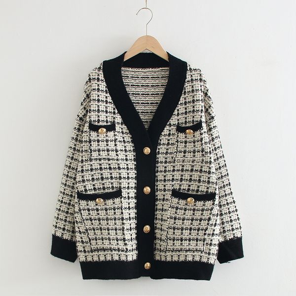 women's fur & faux sweater coat oversized thicken knit cardigans jacket loose plaid jumpers korean robe long sueter feminino dro1, Black
women's fur & faux sweater coat oversized thicken knit cardigans jacket loose plaid jumpers korean robe long sueter feminino dro1, Black