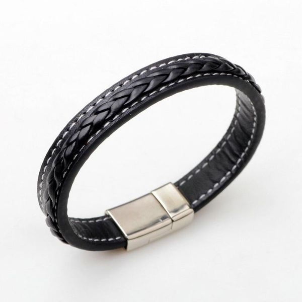 charm bracelets men black brown leather bracelet stainless steel magnetic buckle & bangles male punk jewelry pulseras, Golden;silver 
charm bracelets men black brown leather bracelet stainless steel magnetic buckle & bangles male punk jewelry pulseras, Golden;silver