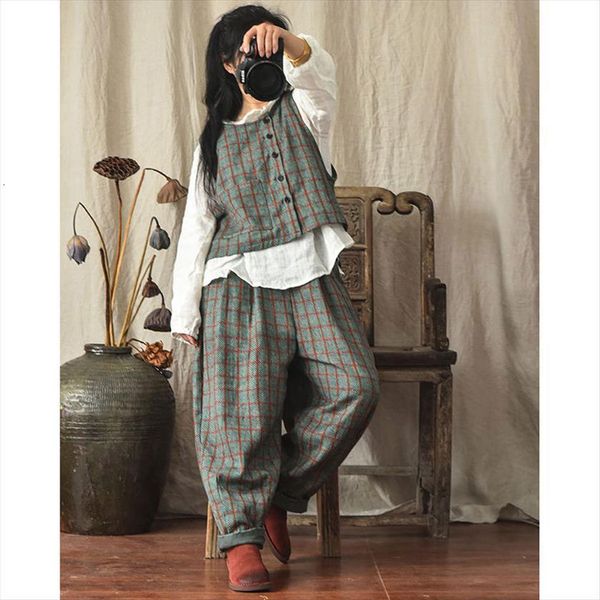 spring autumn cotton linen women pants plaid elastic waist vintage loose trousers female, Black;white
spring autumn cotton linen women pants plaid elastic waist vintage loose trousers female, Black;white
