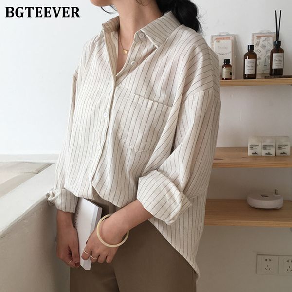 bgteever casual striped shirts women single-breasted one pocket female blouses 2021 loose shirts femme blusas mujer de moda, White
bgteever casual striped shirts women single-breasted one pocket female blouses 2021 loose shirts femme blusas mujer de moda, White