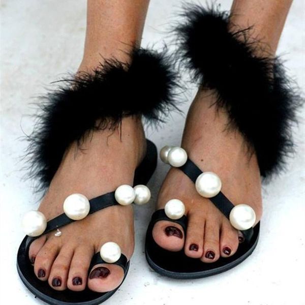 women's sandals 2021 summer women pearl female rhinestone thong shoes flat heels plus size 35-44, Black
women's sandals 2021 summer women pearl female rhinestone thong shoes flat heels plus size 35-44, Black