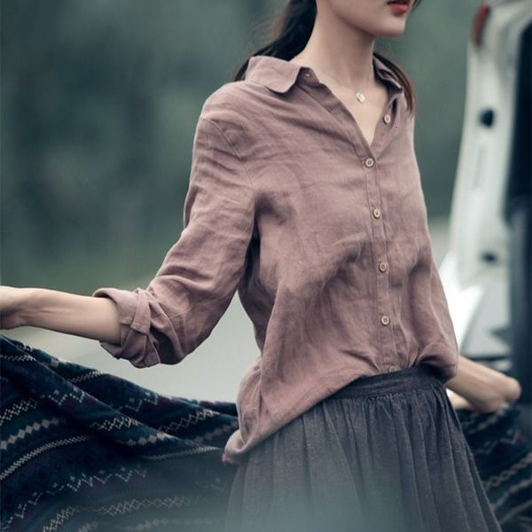 women's blouses & shirts 2020 spring korean fashion women long sleeve loose casual shirts vintage cotton linen blouses femme top, White
women's blouses & shirts 2020 spring korean fashion women long sleeve loose casual shirts vintage cotton linen blouses femme top, White