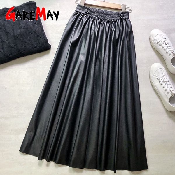 winter women's leather skirt pleated black long s for women vintage pu faux high-waisted female 210428
winter women's leather skirt pleated black long s for women vintage pu faux high-waisted female 210428
