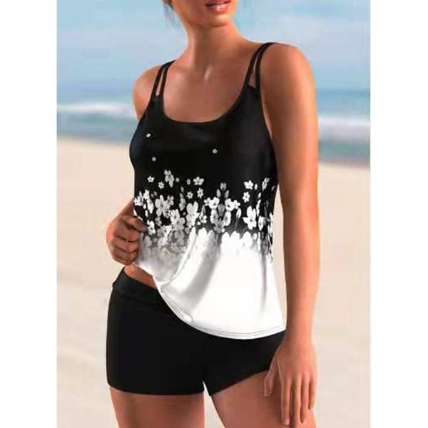 women's swimwear 2pcs women summer floral strappy padded tank + solid color shorts swimsuit for girls set maillot de bain femme, White;black
women's swimwear 2pcs women summer floral strappy padded tank + solid color shorts swimsuit for girls set maillot de bain femme, White;black