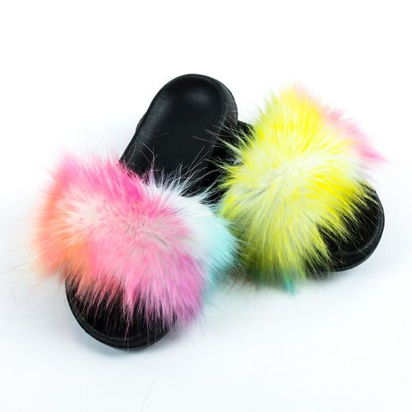 slippers sale outdoor fashion lady faux fur slides fluffy house female shoes furry woman with, Black
