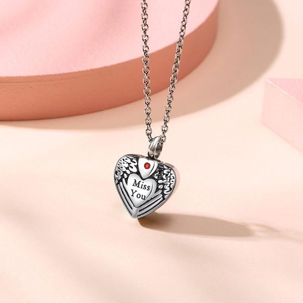 antique angel heart memorial urn necklace miss you shaped cremation in stainless steel pendant necklaces, Silver
antique angel heart memorial urn necklace miss you shaped cremation in stainless steel pendant necklaces, Silver