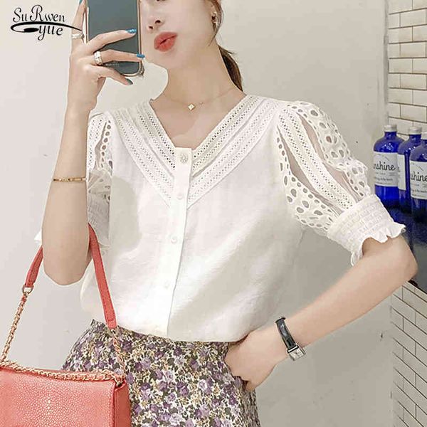 summer v-neck hollow out chiffon shirt women casual short sleeve white blouse and clothing blusas mujer 9556 210508
summer v-neck hollow out chiffon shirt women casual short sleeve white blouse and clothing blusas mujer 9556 210508