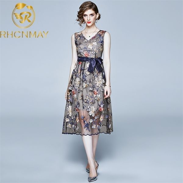 summer fashion designer embroidery runway women's sleeveless elegant sashes v-neck casual lace dress 210520, Black;gray
summer fashion designer embroidery runway women's sleeveless elegant sashes v-neck casual lace dress 210520, Black;gray
