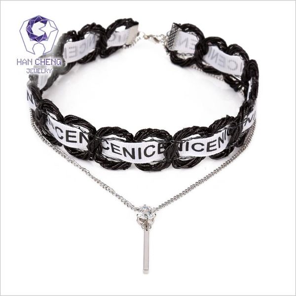 chokers hancheng fashion double layer letter weave knit belt zircon pendant choker necklace women necklaces collar jewelry bijoux, Golden;silver
chokers hancheng fashion double layer letter weave knit belt zircon pendant choker necklace women necklaces collar jewelry bijoux, Golden;silver