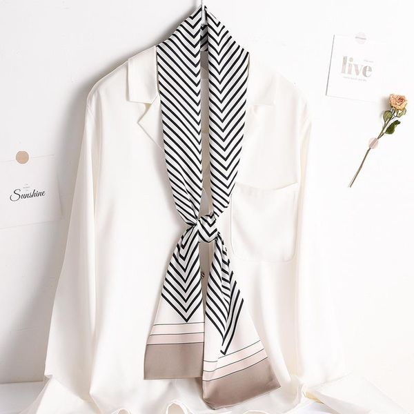 scarves brand striped print silk scarf headband long ribbon hair tie women office decoration neck accessories, Blue;gray
scarves brand striped print silk scarf headband long ribbon hair tie women office decoration neck accessories, Blue;gray