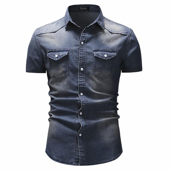 men slim fit fashion short sleeve denim shirt pocket decoration cotton cowboy blouses men's casual shirts, White;black
men slim fit fashion short sleeve denim shirt pocket decoration cotton cowboy blouses men's casual shirts, White;black