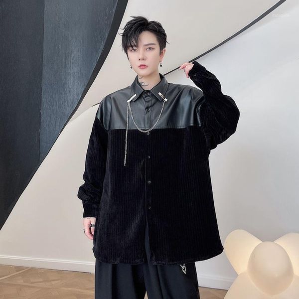 men's casual shirts 2021 autumn turn-down collar long sleeve shirt for men corduroy patchwork loose japan style clothing, White;black
men's casual shirts 2021 autumn turn-down collar long sleeve shirt for men corduroy patchwork loose japan style clothing, White;black