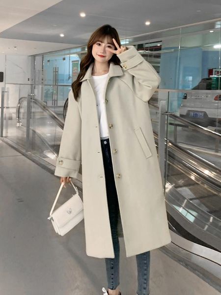 women's wool & blends mid long woolen coat women spring autumn korean style single breasted straight jacket fashion solid color lapel o, Black
women's wool & blends mid long woolen coat women spring autumn korean style single breasted straight jacket fashion solid color lapel o, Black