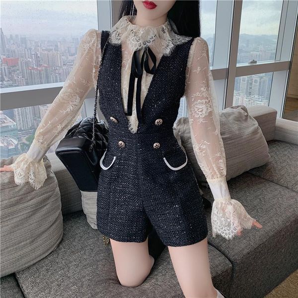 women's tracksuits office lady korean two piece set women lace shirts + black tweed jumpsuit elegant tracksuit buttons autumn outfits c, Gray
women's tracksuits office lady korean two piece set women lace shirts + black tweed jumpsuit elegant tracksuit buttons autumn outfits c, Gray
