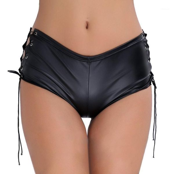 women's patent leather lace up side skinny pants clubwear dancing rave mini shorts boy, White;black
women's patent leather lace up side skinny pants clubwear dancing rave mini shorts boy, White;black