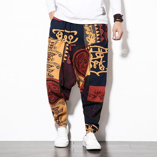 men's pants 9 spring and summer chinese wind beach wind-cotton-linen casual printed tide large size loose hip-hop, Black
men's pants 9 spring and summer chinese wind beach wind-cotton-linen casual printed tide large size loose hip-hop, Black