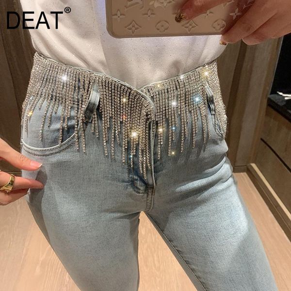 women's jeans deat 2021 summer fashion casual patchwork tassel rhinestone high waist skinny pencil dinim pants women sb964, Blue
women's jeans deat 2021 summer fashion casual patchwork tassel rhinestone high waist skinny pencil dinim pants women sb964, Blue