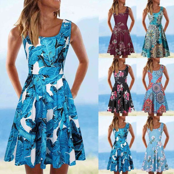 casual sleeveless o neck womens dresses summer print beach vestido de mujer, Black;gray
casual sleeveless o neck womens dresses summer print beach vestido de mujer, Black;gray