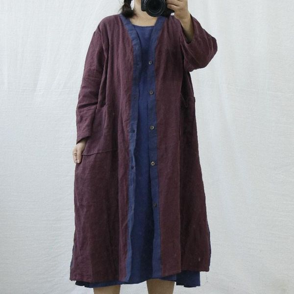 johnature 2021 autumn retro patchwork v-neck long sleeve cardigan windbreaker cotton linen comfortable women slit coats women's trench, Tan;black
johnature 2021 autumn retro patchwork v-neck long sleeve cardigan windbreaker cotton linen comfortable women slit coats women's trench, Tan;black