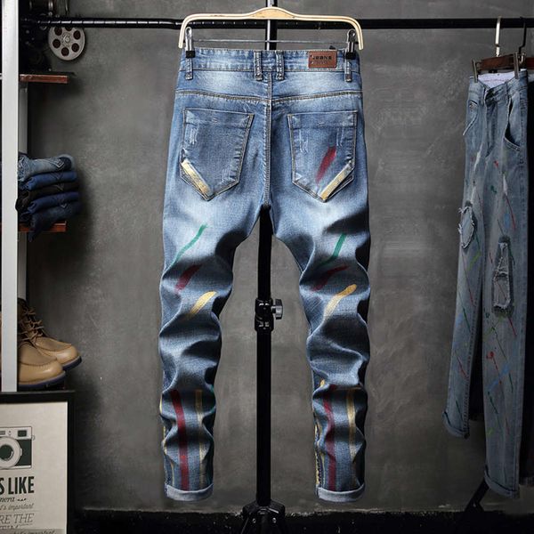men's pencil male pants colored painted blue denim jeans casual slim fit skinny stretch mens fashion streetwear
men's pencil male pants colored painted blue denim jeans casual slim fit skinny stretch mens fashion streetwear
