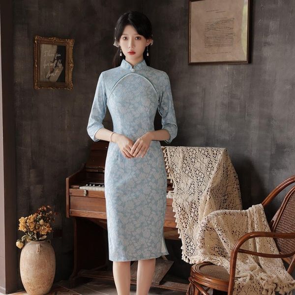 ethnic clothing vintage beading fall winter qipao blue bodycon elegant chinese dress female mandarin collar cheongsams formal party gow, Red
ethnic clothing vintage beading fall winter qipao blue bodycon elegant chinese dress female mandarin collar cheongsams formal party gow, Red