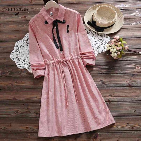 striped mori girl dress spring autumn women turn-down collar long sleeved embroidery dresses japan vintage vestido 210520, Black;gray
striped mori girl dress spring autumn women turn-down collar long sleeved embroidery dresses japan vintage vestido 210520, Black;gray