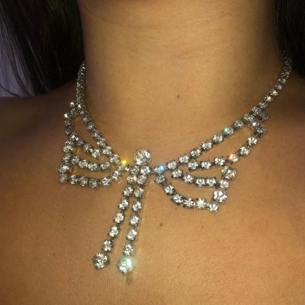 chains stonefans trendy crystal dragonfly necklace sparking clavicle chain rhinestone choker for women luxury party jewellry, Silver
chains stonefans trendy crystal dragonfly necklace sparking clavicle chain rhinestone choker for women luxury party jewellry, Silver