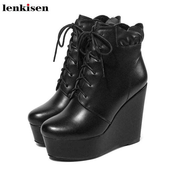 boots lenkisen european style thick bottom cow leather super high heels waterproof fashion lace up winter women ankle l07, Black
boots lenkisen european style thick bottom cow leather super high heels waterproof fashion lace up winter women ankle l07, Black
