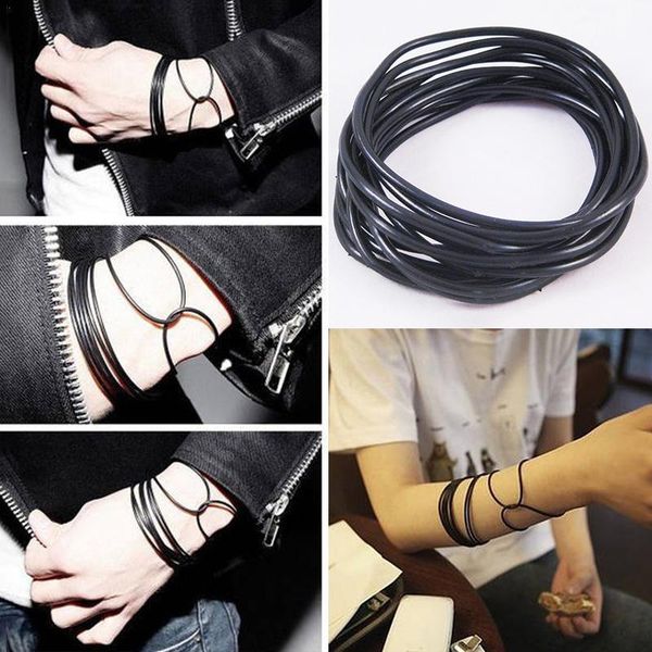 charm bracelets 10pcs / set black silicone rope simple casual punk rock bracelet for men women bangles jewelry minimalist, Golden;silver
charm bracelets 10pcs / set black silicone rope simple casual punk rock bracelet for men women bangles jewelry minimalist, Golden;silver
