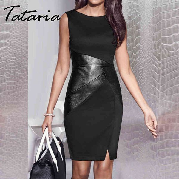 women short party dresses elegant faux leather splice ol black pencil o neck sleeveless slim bodycon 210514, Black;gray
women short party dresses elegant faux leather splice ol black pencil o neck sleeveless slim bodycon 210514, Black;gray