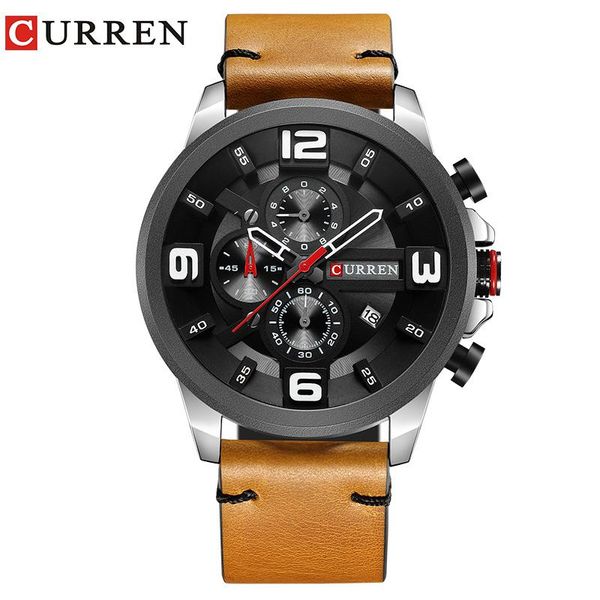 wristwatches chronograph military quartz watch mens watches 30m waterproof leather sports wristwatch clock relogio masculin, Slivery;brown
wristwatches chronograph military quartz watch mens watches 30m waterproof leather sports wristwatch clock relogio masculin, Slivery;brown