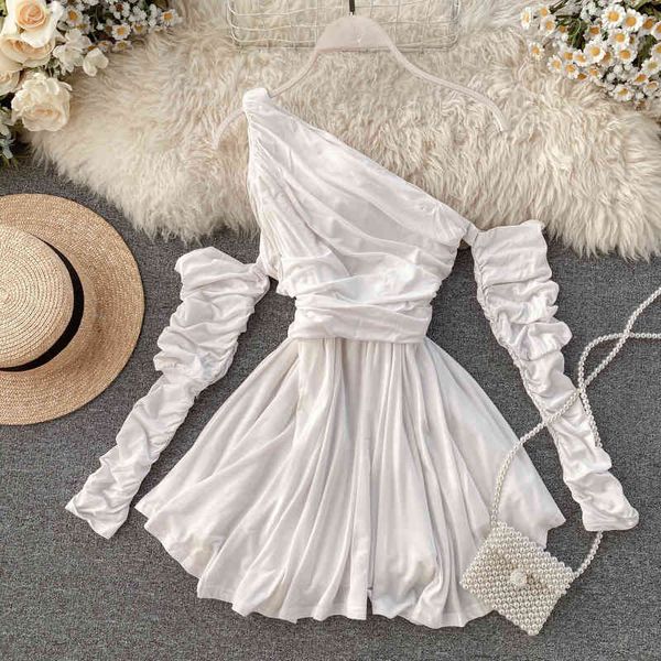 summer women one-shoulder draped mini dress elegant female high waist slim solid for party 210423, Black;gray
summer women one-shoulder draped mini dress elegant female high waist slim solid for party 210423, Black;gray