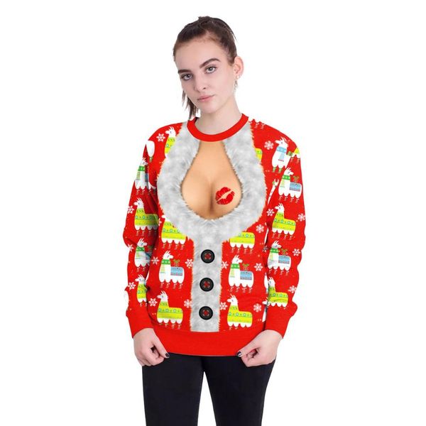 women's & sweatshirts plus size christmas women sweatshirt xmas  long sleeve o-neck pullover cute sweet all-match festival spoof couple