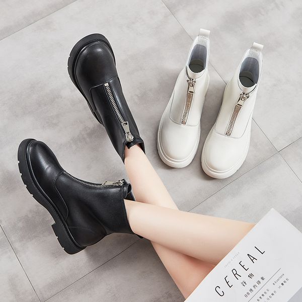 new arrival genuine leather women boots winter plush white ankle boots platform motorcycle boots zip female punk m008, Black
new arrival genuine leather women boots winter plush white ankle boots platform motorcycle boots zip female punk m008, Black