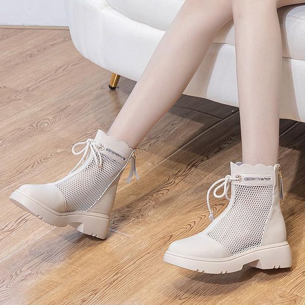 sandals women 2021 summer flat hollow boots thick-soled mesh breathable designer tube 14cm ladies shoes and, Black 
sandals women 2021 summer flat hollow boots thick-soled mesh breathable designer tube 14cm ladies shoes and, Black