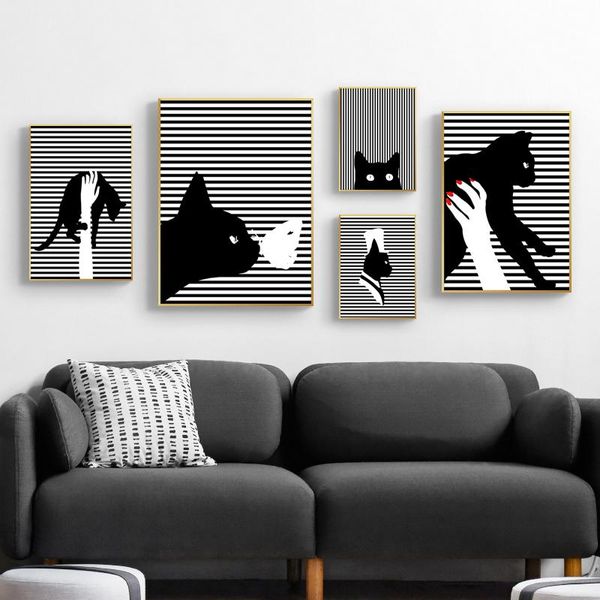 paintings modern black and white wall art posters abstract animal canvas lines cat simple pictures for bedroom decoration prints
paintings modern black and white wall art posters abstract animal canvas lines cat simple pictures for bedroom decoration prints