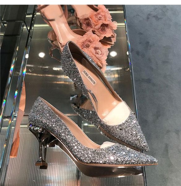 dress shoes fashion women pumps silver glitter point toe high heels for bridal wedding, Black
dress shoes fashion women pumps silver glitter point toe high heels for bridal wedding, Black