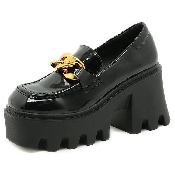 dress shoes high heel women 2021 autumn fashion patent leather women's loafers platform british style, Black
dress shoes high heel women 2021 autumn fashion patent leather women's loafers platform british style, Black