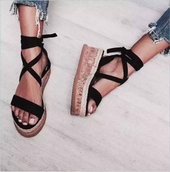 sandals summer women's thick-soled white wedges with straw shoes fashion roman strap open-toed casual party slippers, Black
sandals summer women's thick-soled white wedges with straw shoes fashion roman strap open-toed casual party slippers, Black