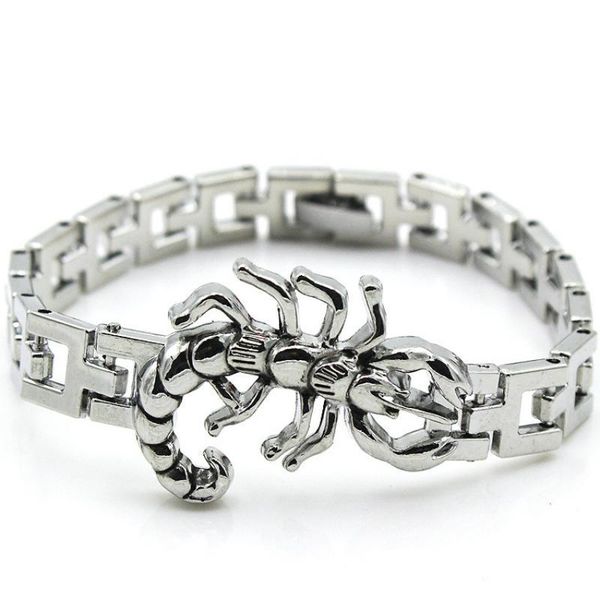 link, chain retro punk fashion poisonous scorpion pendant bracelet for men's watch trend jewelry accessories, Black
link, chain retro punk fashion poisonous scorpion pendant bracelet for men's watch trend jewelry accessories, Black