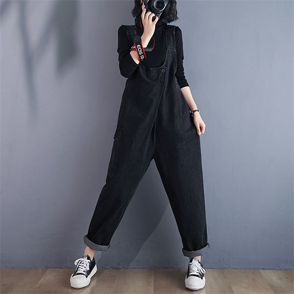 plus size black denim jumpsuit women loose wide leg overalls casual straps rompers overoles jeans mujer bib baggy pants, Black;white
plus size black denim jumpsuit women loose wide leg overalls casual straps rompers overoles jeans mujer bib baggy pants, Black;white